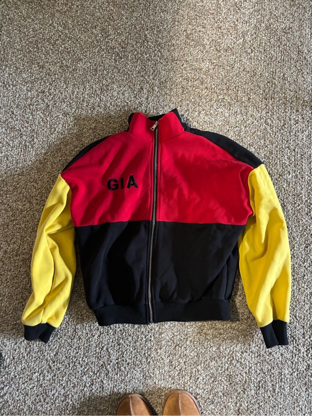 I.AM.GIA Red, Black & Yellow Colorblock Bomber Jacket